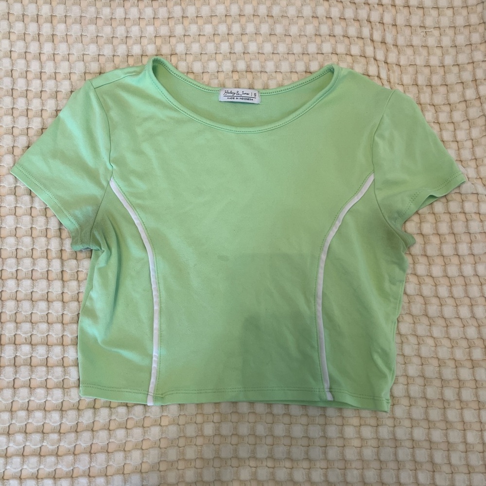 Stylish Light Green Short Sleeve Crop Top
